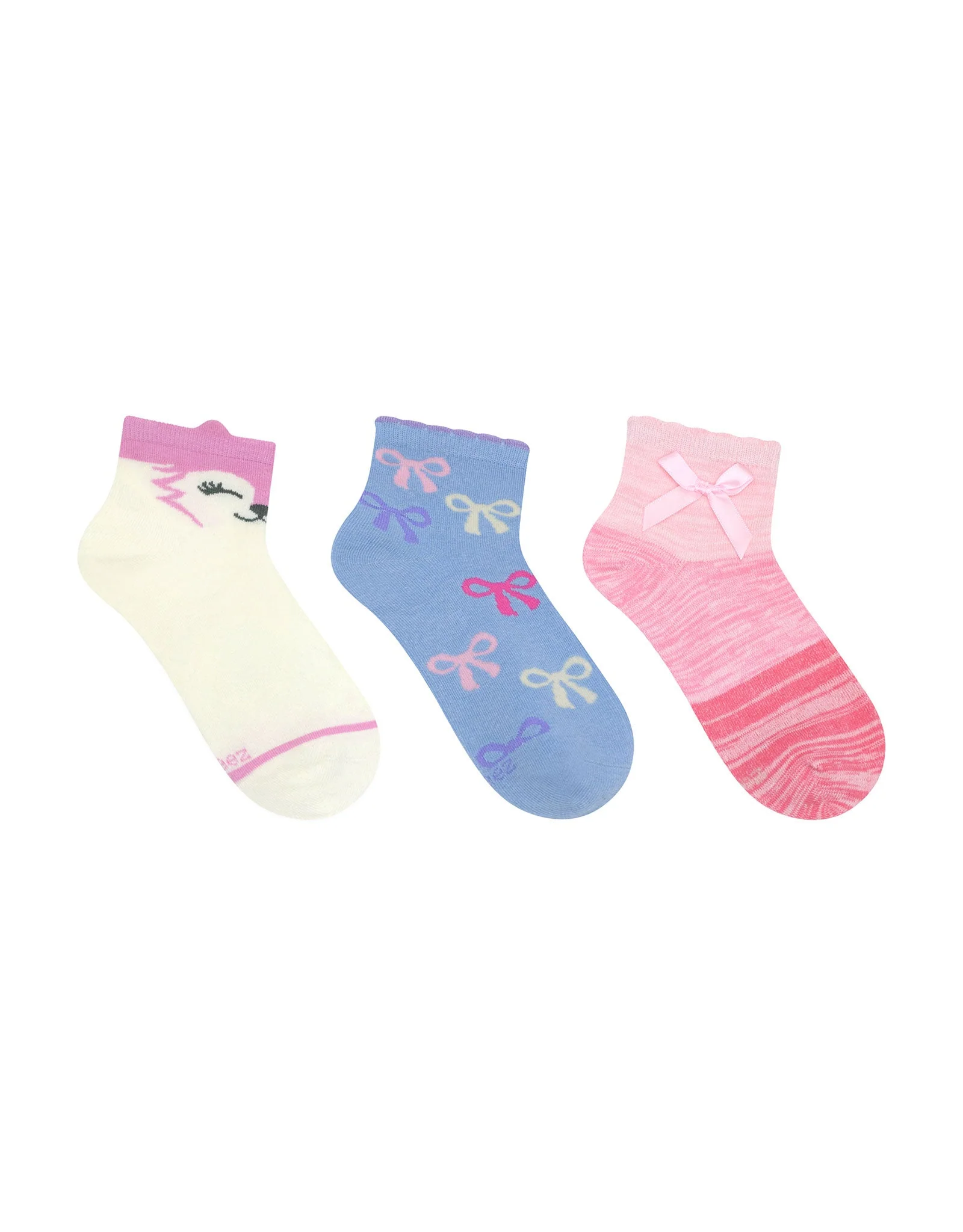 Clever Little Fox 3-Pack Quarter Socks Pink for Toddlers and Kids