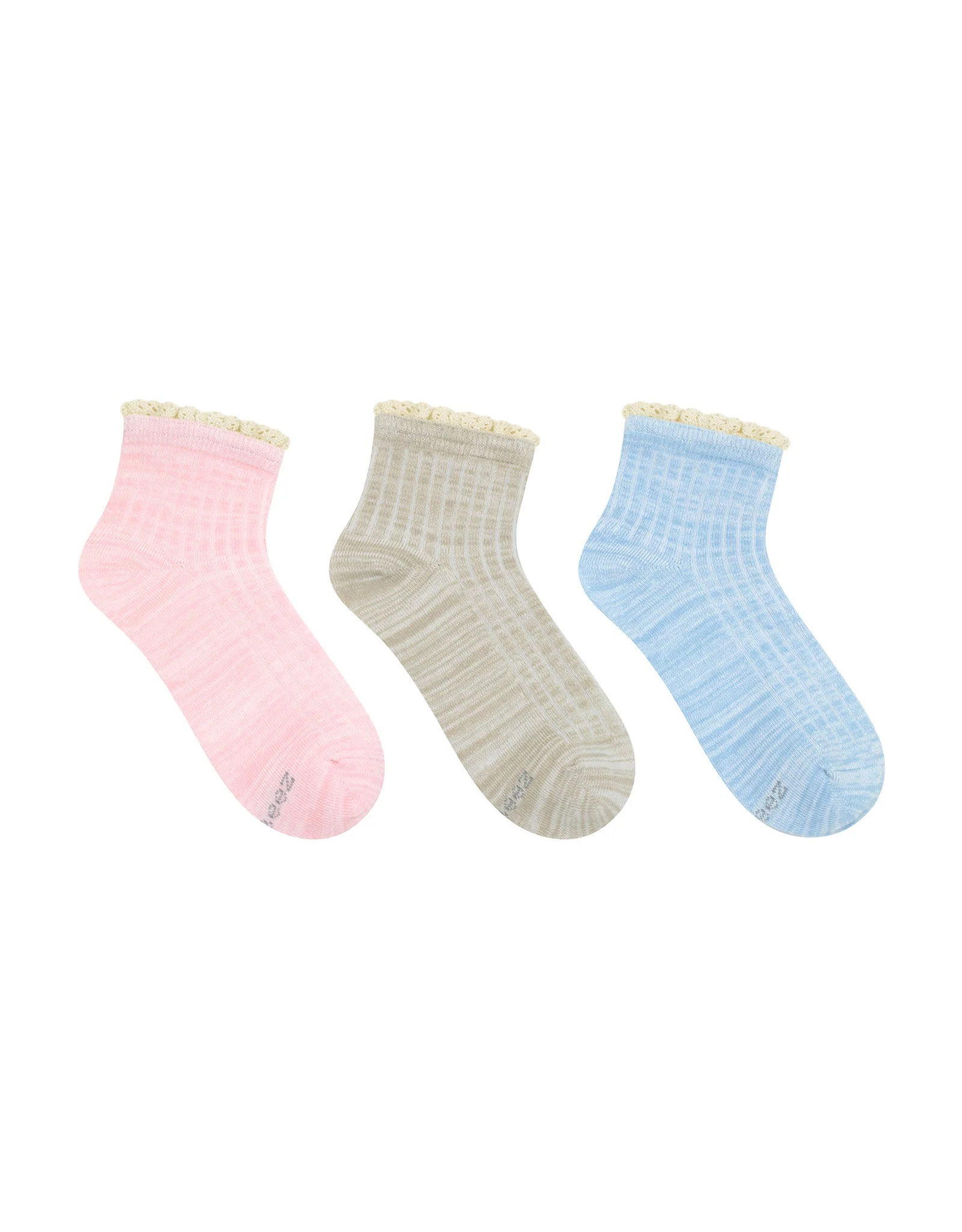 Flower Lace 3-Pack Quarter Socks for Toddlers and Kids