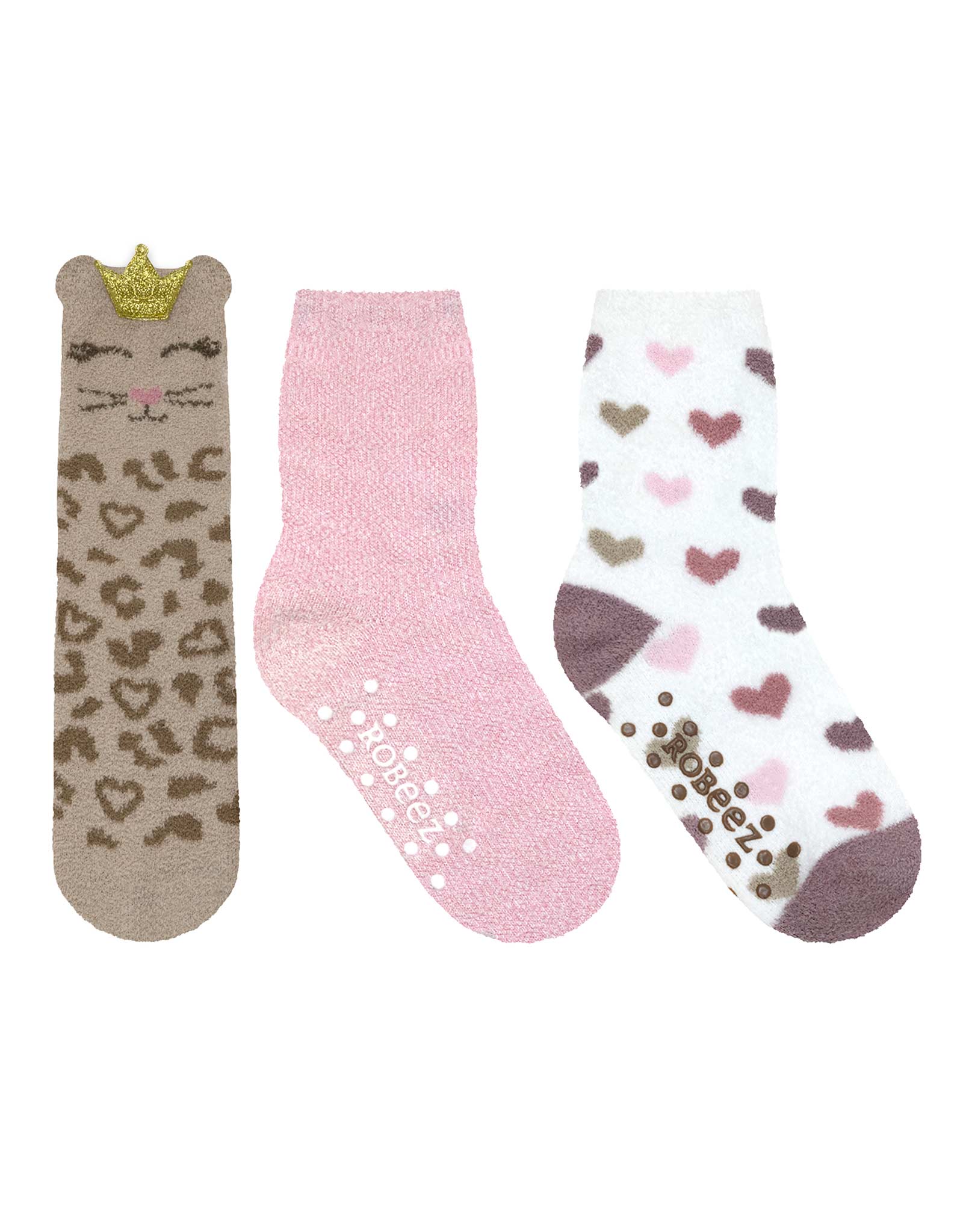 Princess Cat Cozies 3-Pack Crew Socks Neutral for Toddlers and Kids
