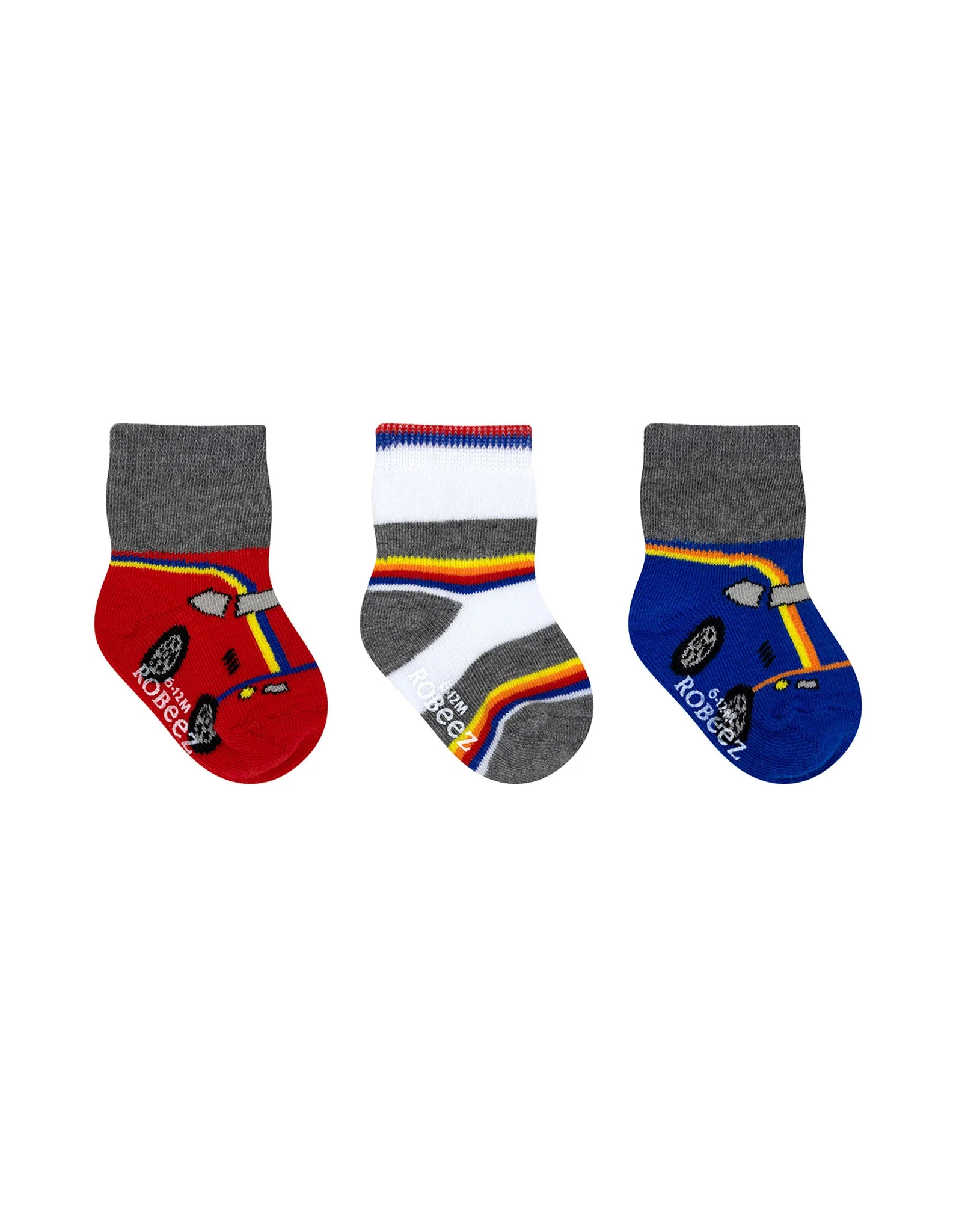 Racers 3-Pack Baby Socks Grey